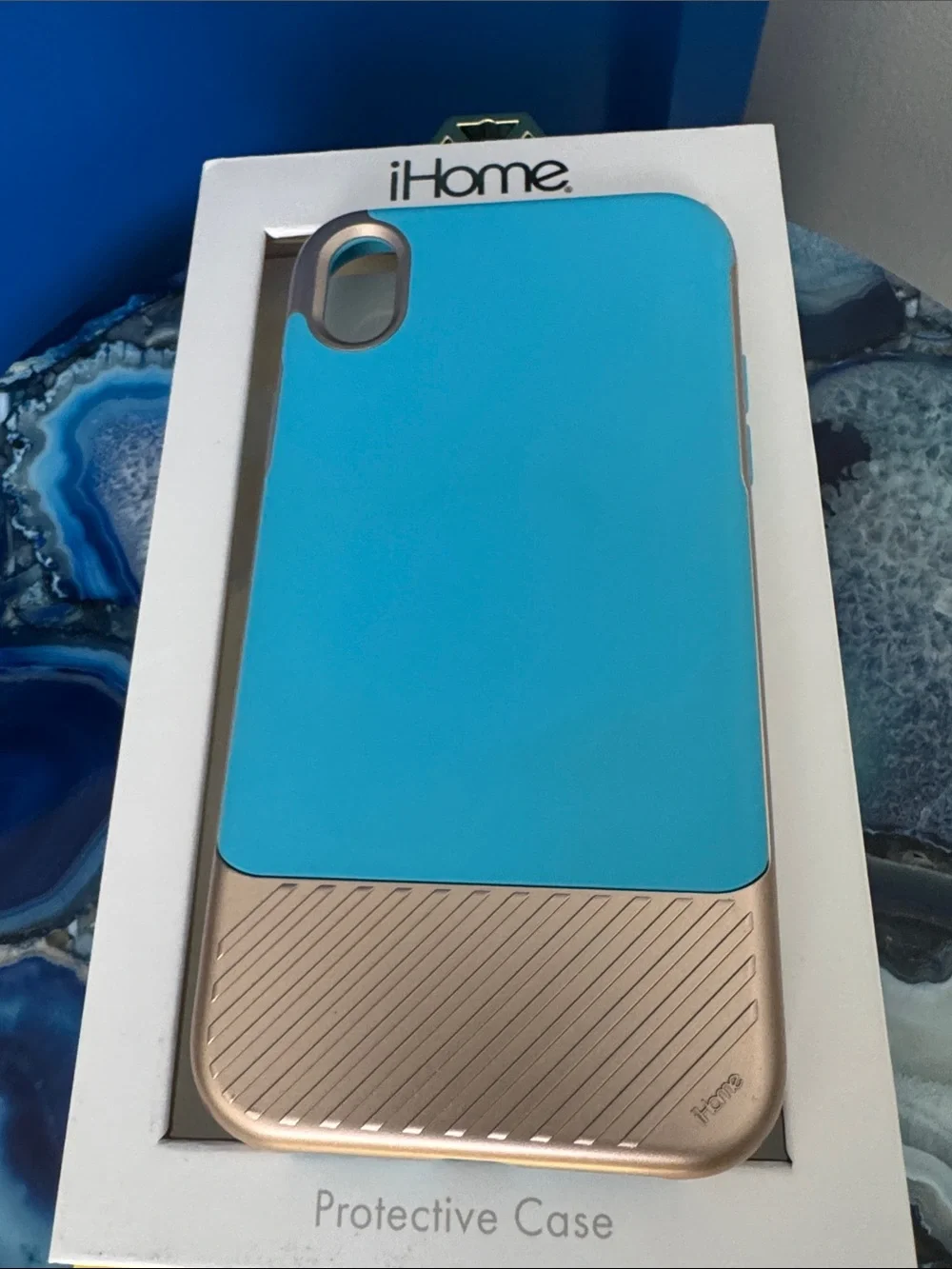 iHome Turquoise and Gold Protective Case for iPhone XR